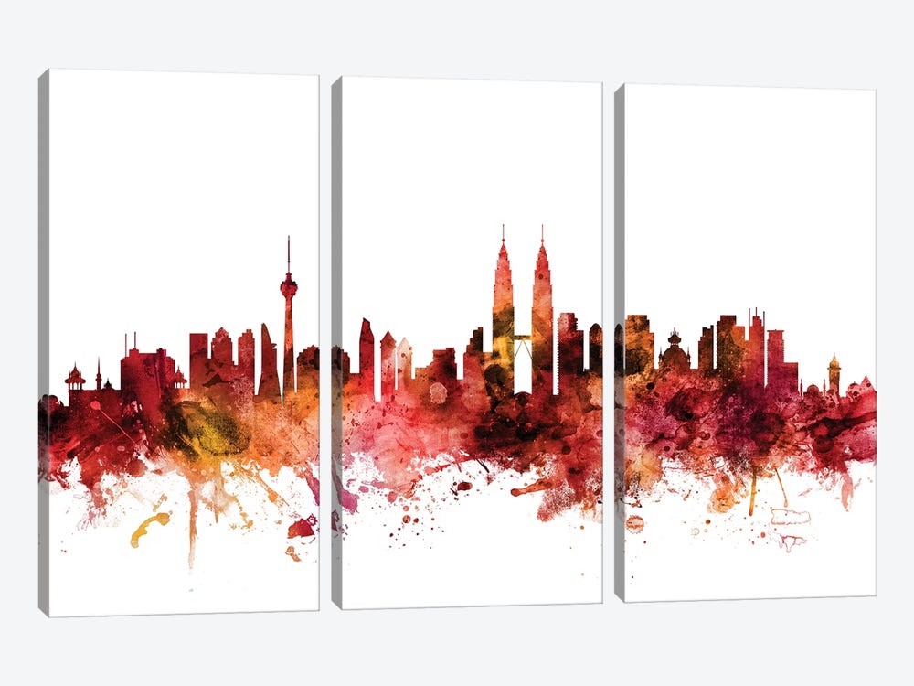Kuala Lumpur, Malaysia Skyline by Michael Tompsett 3-piece Art Print