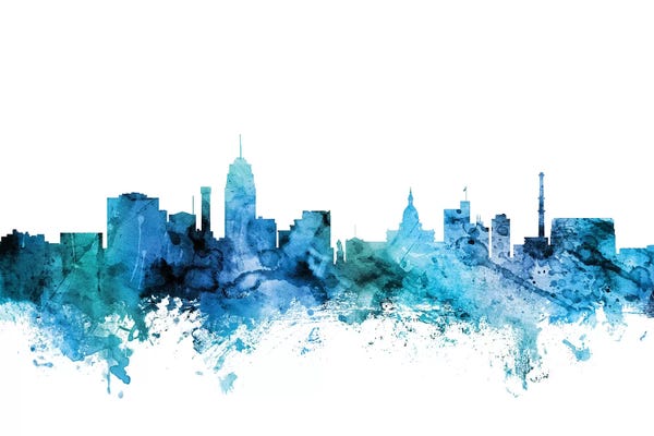 Michigan: Blue Lansing, Michigan Skyline by Michael Tompsett
