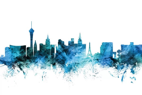 Nevada: Blue Las Vegas, Nevada Skyline by Michael Tompsett