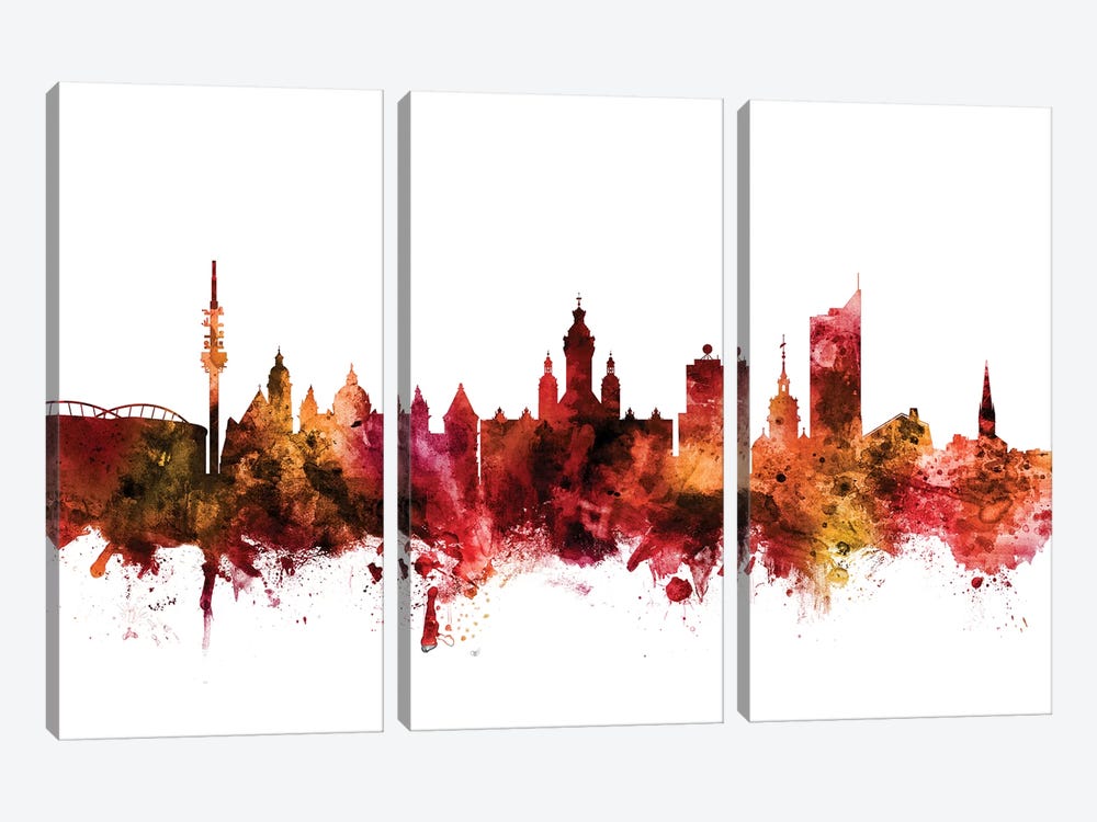 Leipzig, Germany Skyline by Michael Tompsett 3-piece Canvas Print