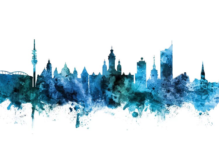 Blue Leipzig, Germany Skyline