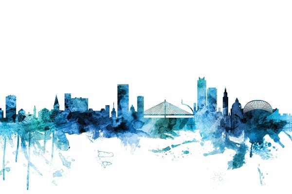 Belgium: Blue Liege, Belgium Skyline by Michael Tompsett
