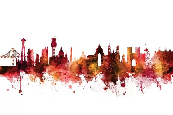 Lisbon: Rusted Lisbon, Portugal Skyline by Michael Tompsett