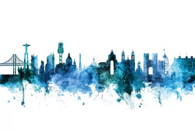 Blue Lisbon, Portugal Skyline by Michael Tompsett multi panel art