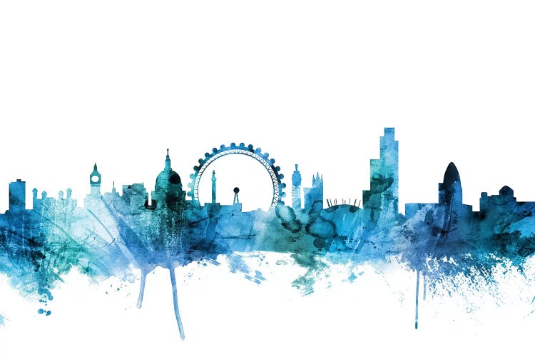 Blue London, England Skyline by Michael Tompsett wall art