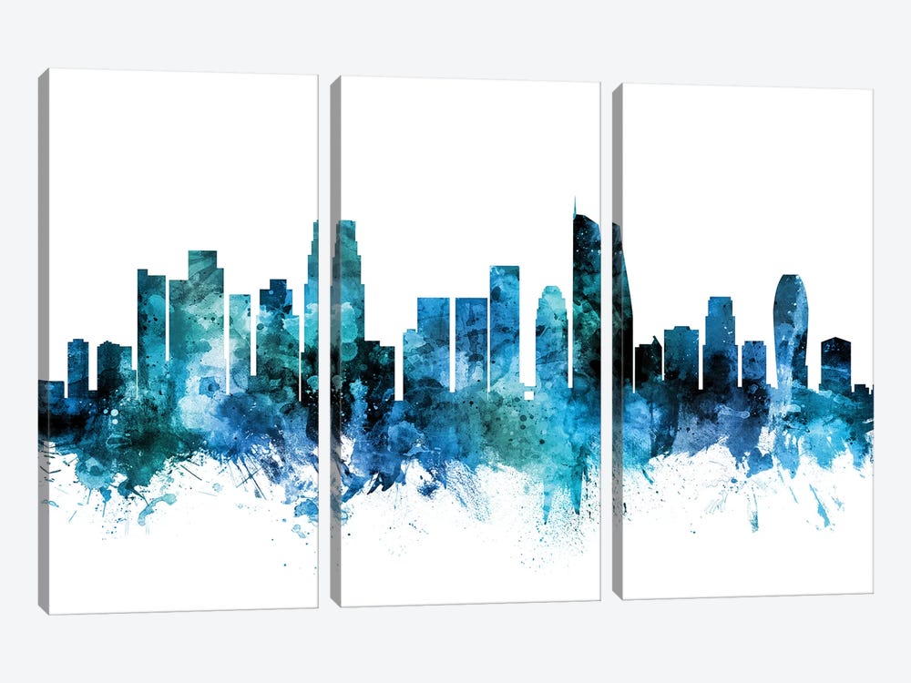 Los Angeles, California Skyline by Michael Tompsett 3-piece Canvas Artwork
