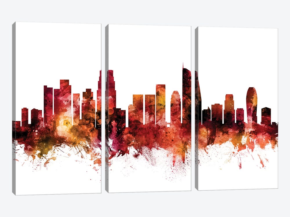 Los Angeles, California Skyline by Michael Tompsett 3-piece Art Print