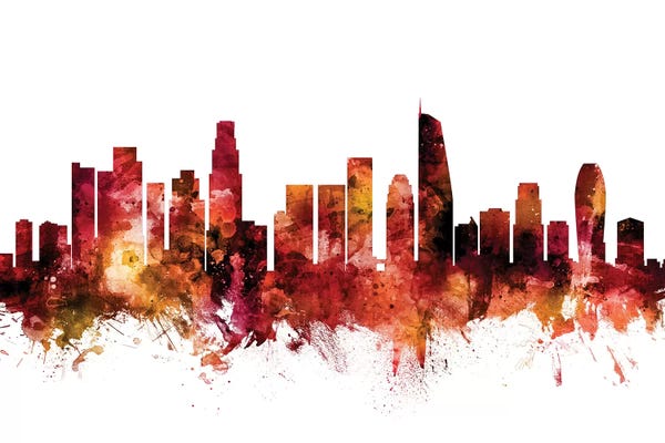 Los Angeles Skylines: Rusted Los Angeles, California Skyline by Michael Tompsett