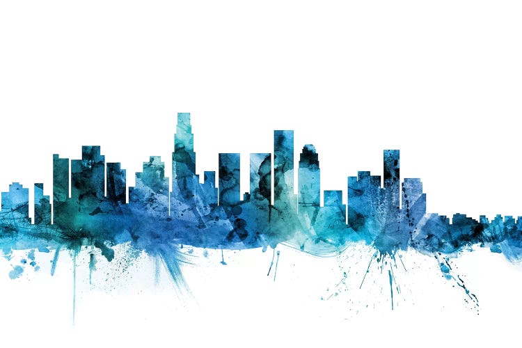 Blue Los Angeles, California Skyline by Michael Tompsett wall art