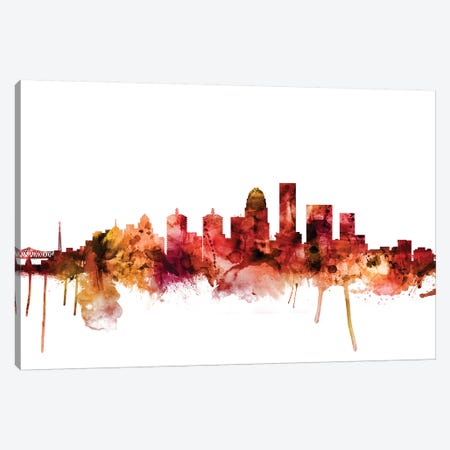 Louisville, Kentucky City Skyline Canvas Print #MTO1450} by Michael Tompsett Canvas Art Print