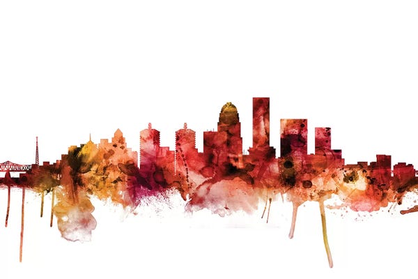 Kentucky: Rusted Louisville, Kentucky City Skyline by Michael Tompsett