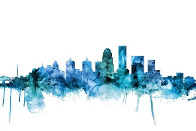 Blue Louisville, Kentucky City Skyline by Michael Tompsett canvas print