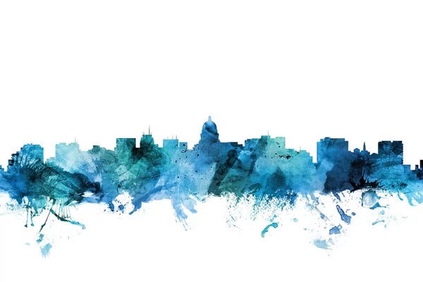 Wisconsin: Blue Madison, Wisconsin Skyline by Michael Tompsett