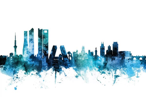 Community Of Madrid: Blue Madrid, Spain Skyline by Michael Tompsett