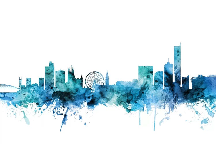 Blue Manchester, England Skyline by Michael Tompsett wall art