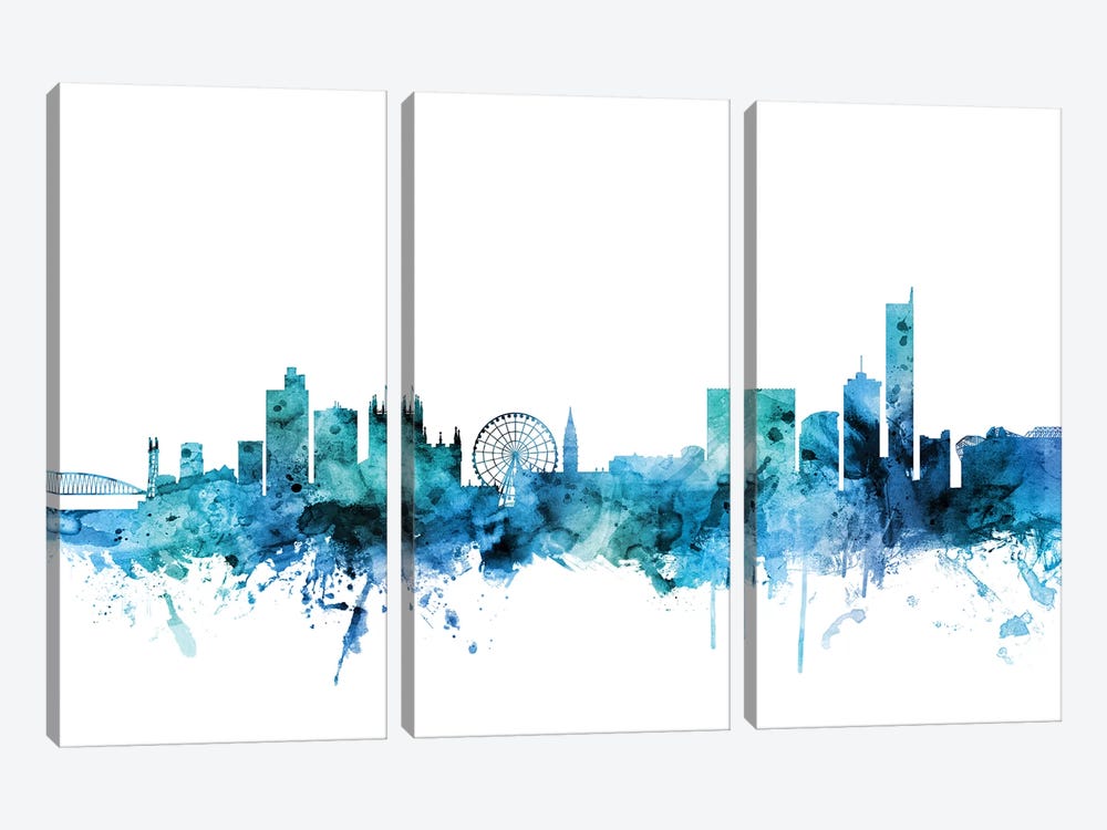 Manchester, England Skyline by Michael Tompsett 3-piece Canvas Print
