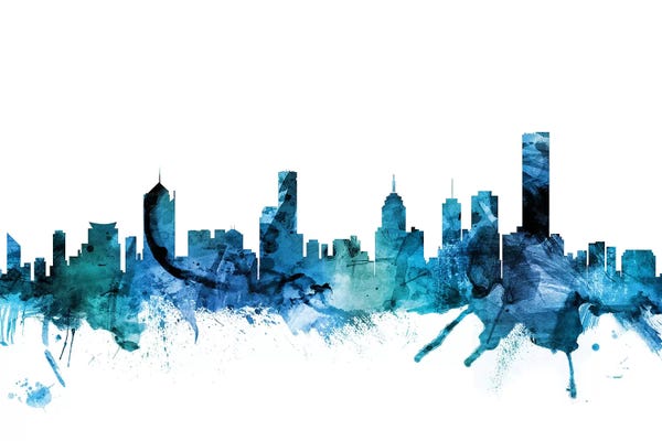 Victoria: Blue Melbourne, Australia Skyline by Michael Tompsett
