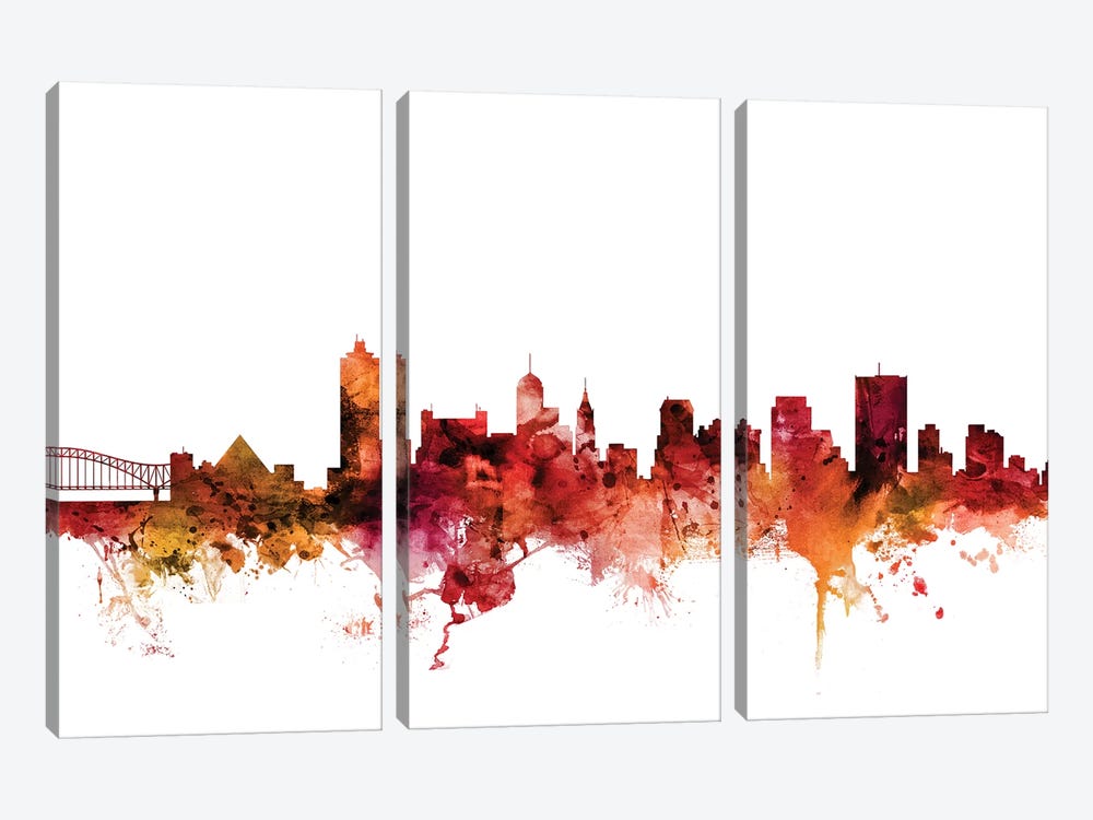 Memphis, Tennessee Skyline by Michael Tompsett 3-piece Canvas Print