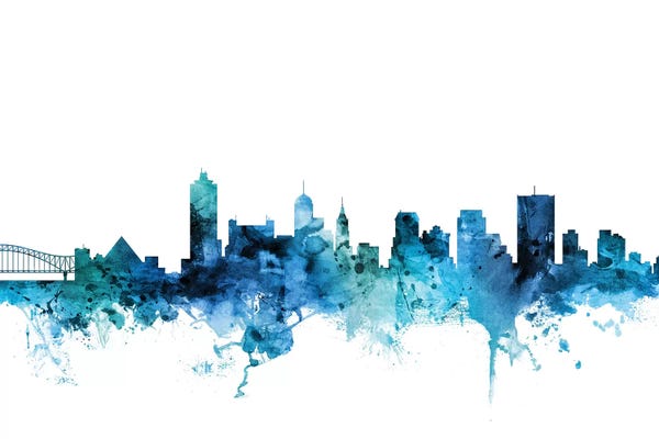 Tennessee: Blue Memphis, Tennessee Skyline by Michael Tompsett