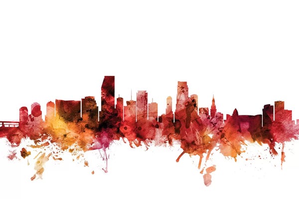 Miami Skylines: Rusted Miami, Florida Skyline by Michael Tompsett