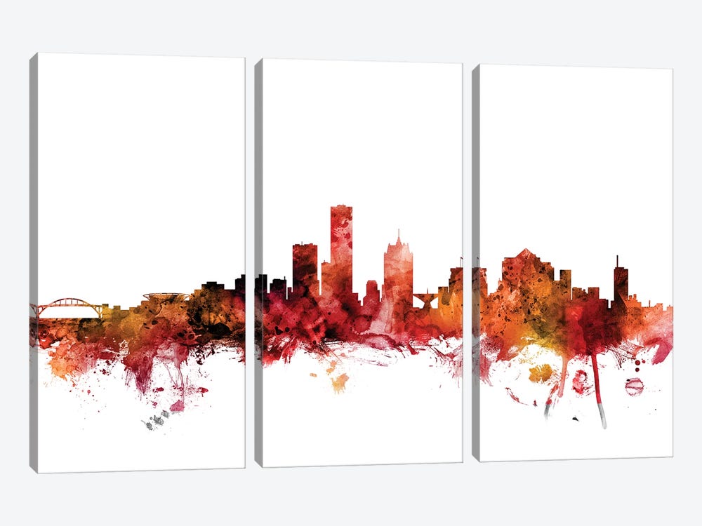 Milwaukee, Wisconsin Skyline by Michael Tompsett 3-piece Canvas Print