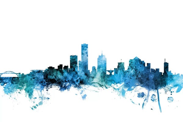 Wisconsin: Blue Milwaukee, Wisconsin Skyline by Michael Tompsett