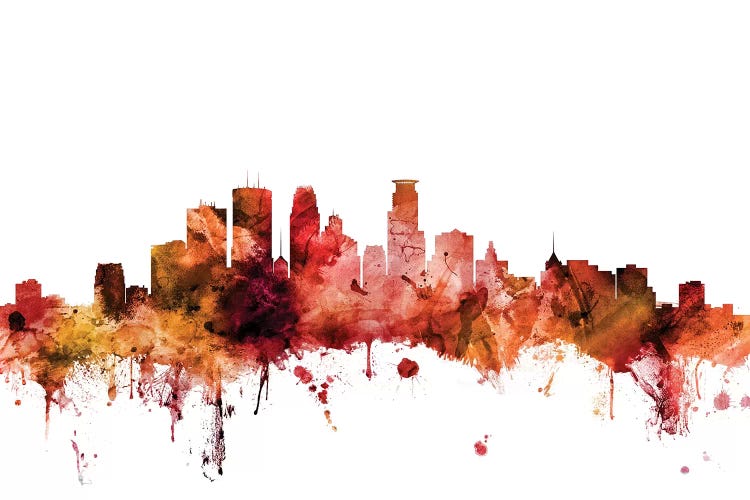 Rusted Minneapolis, Minnesota Skyline by Michael Tompsett wall art