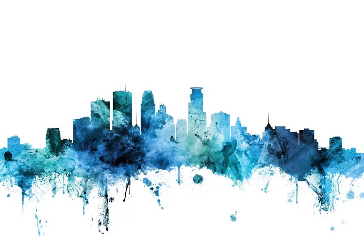 Blue Minneapolis, Minnesota Skyline