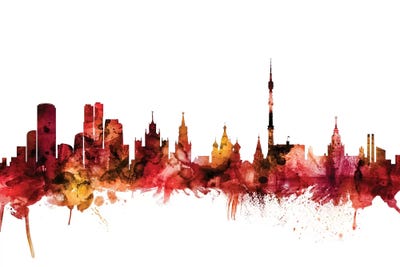 Rusted Moscow, Russia Skyline by Michael Tompsett multi panel art
