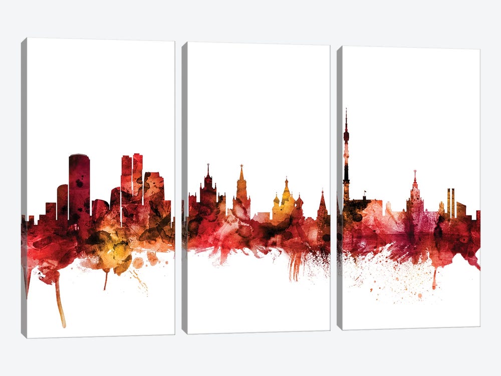 Moscow, Russia Skyline by Michael Tompsett 3-piece Canvas Artwork