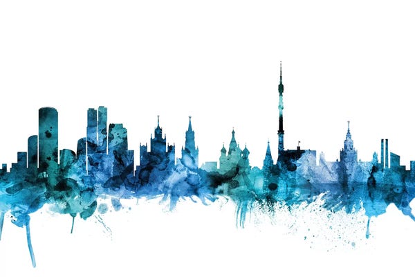 Moscow: Blue Moscow, Russia Skyline by Michael Tompsett