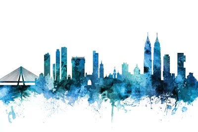 Blue Mumbai, India Skyline by Michael Tompsett art print