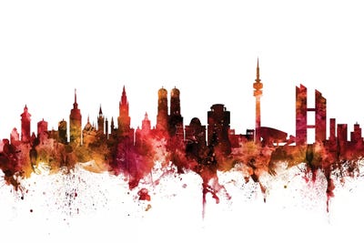 Rusted Munich, Germany Skyline by Michael Tompsett framed canvas print