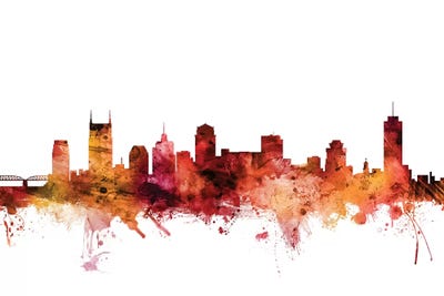 Rusted Nashville, Tennessee Skyline by Michael Tompsett framed canvas print
