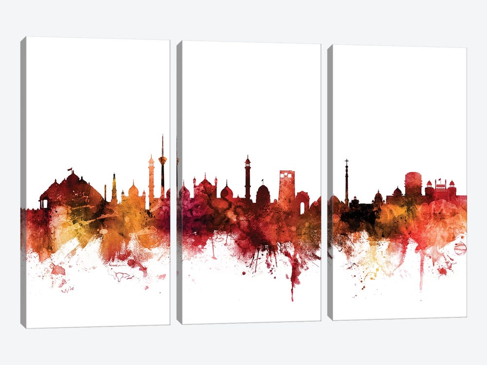 New, Delhi India Skyline by Michael Tompsett 3-piece Canvas Print