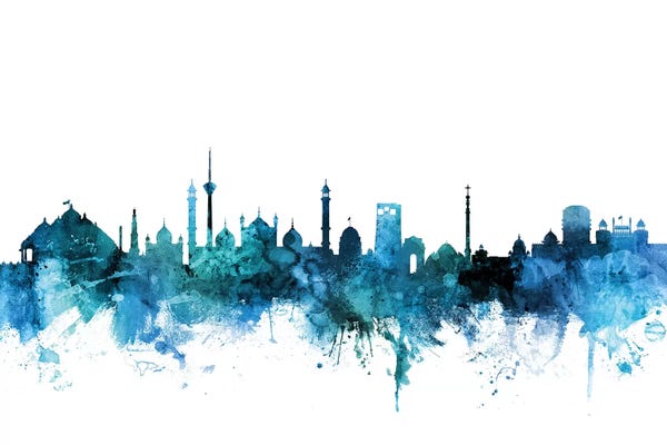 Blue New Delhi, India Skyline