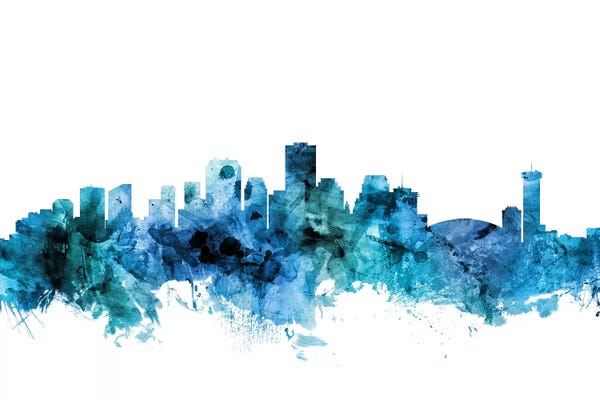 New Orleans: Blue New, Orleans Louisiana Skyline by Michael Tompsett