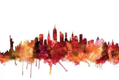 Rusted New York City Skyline by Michael Tompsett framed wall art