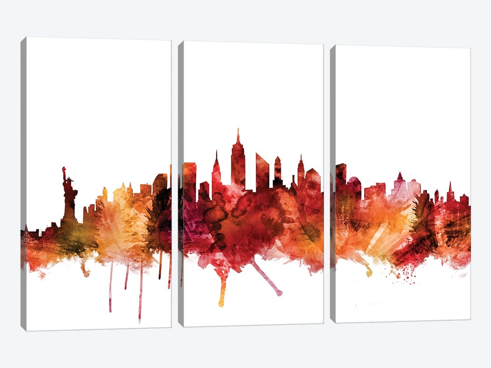 New York City Skyline by Michael Tompsett 3-piece Canvas Art Print