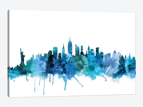 New York Manhattan Sunset Canvas Wall Art Picture Print 60x30cm 