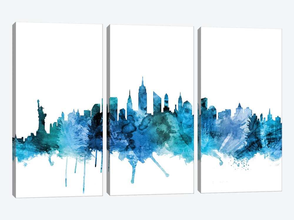 New York City Skyline by Michael Tompsett 3-piece Canvas Art