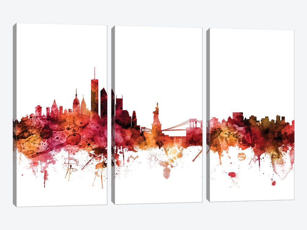 New York Skyline by Michael Tompsett 3-piece Canvas Artwork