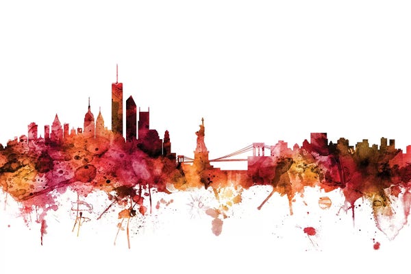 New York City Skylines: Rusted New York Skyline by Michael Tompsett