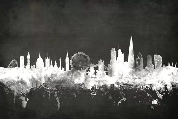 Amusement Parks: Blackboard Skyline Of  London, England, United Kingdom by Michael Tompsett