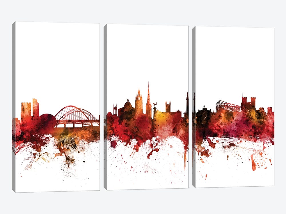 Newcastle, England Skyline by Michael Tompsett 3-piece Canvas Art