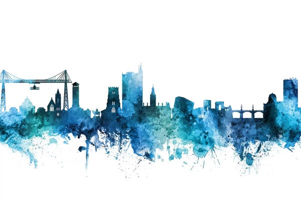 Wales: Blue Newport, Wales Skyline by Michael Tompsett