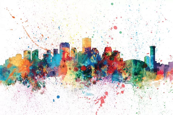 Michael Tompsett: Rainbow Splash Skyline Of New Orleans, Louisiana, USA by Michael Tompsett