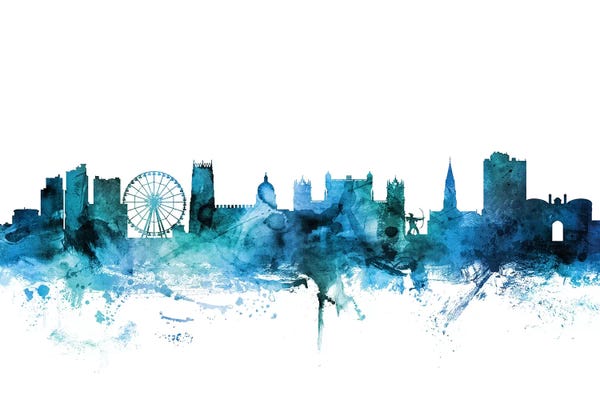 Nottingham: Blue Nottingham, England Skyline by Michael Tompsett
