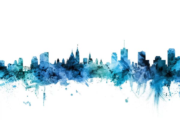 Ontario: Blue Ottawa, Canada Skyline by Michael Tompsett
