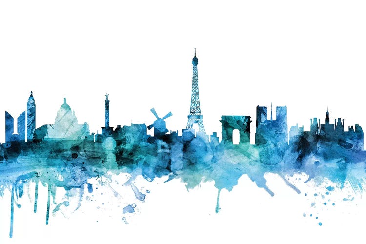 Blue Paris, France Skyline by Michael Tompsett wall art